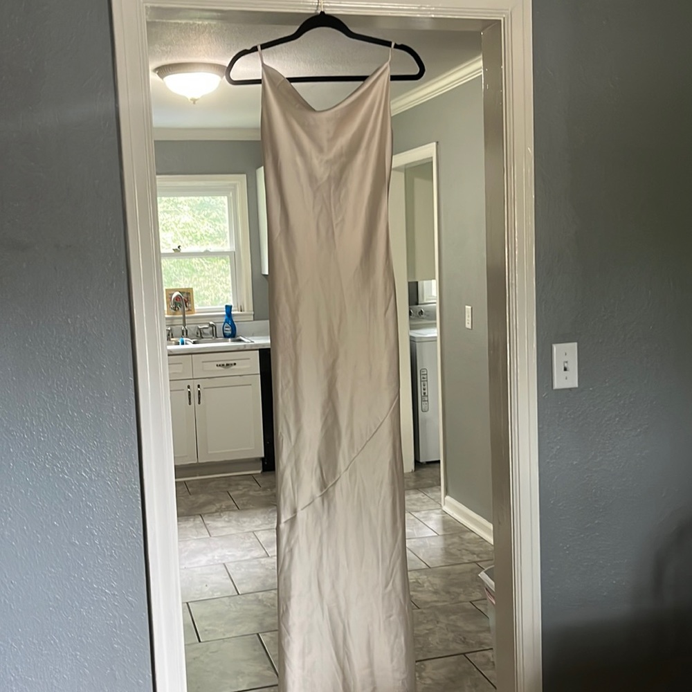 Cream satin maxi dress- worn once!